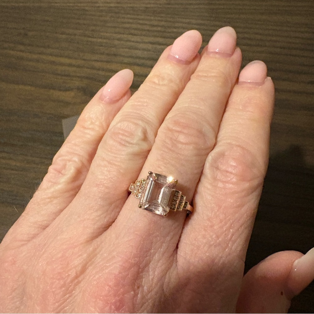 Effy 14K Rose Gold Morganite & Diamond Ring - Picture 8 of 9